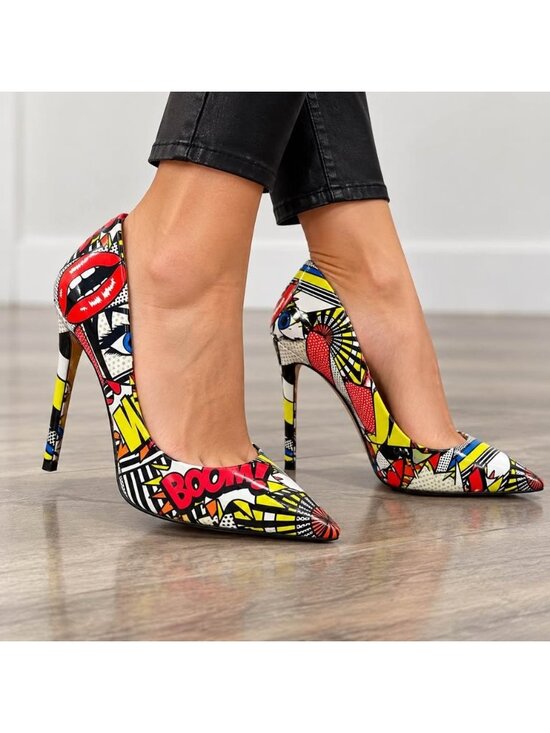 Aldo Shoes - ALDO Pop Art Comic Print Pointed Toe Stiletto Pumps Women’s Size 8